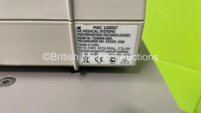 GE MAC 1200ST ECG Machine with 10 Lead ECG Lead on Stand (Powers Up) *SN 550055535* - 4