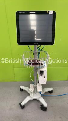 Spacelabs Healthcare Xprezzon Monitor with Spacelabs Healthcare 91393 Module on Stand (Untested Due to Missing Connection Cables with Missing Module Cover-See Photos) *SN PRO-15140100B*