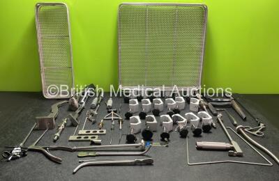 Mixed Lot Including Various Surgical Instruments, 2 x Metal Trays and 18 x Clamps