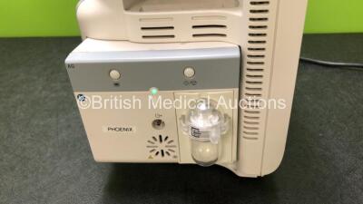 Mindray BeneView T5 Patient Monitor (Powers Up with Missing Dial and Crack in Casing - See Photos) Including Mindray AG Gas Module with Water Trap (Damage to Casing - See Photos) - 5