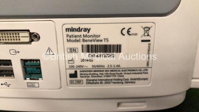 Mindray BeneView T5 Patient Monitor (Powers Up with Missing Dial and Crack in Casing - See Photos) Including Mindray AG Gas Module with Water Trap (Damage to Casing - See Photos) - 7