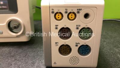 Mindray BeneView T5 Patient Monitor with Printer Option (Powers Up with Missing Dial - See Photos) Including Mindray AG Gas Module with Water Trap and Mindray Beneview T1 Handheld Patient Module Including, ECG, SpO2, MP1, IBP, NIBP, T1 and T2 Options (Pow - 7