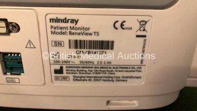 Mindray BeneView T5 Patient Monitor with Printer Option (Powers Up with Damage to Casing - See Photos) Including Mindray AG Gas Module with Water Trap and Mindray Beneview T1 Handheld Patient Module Including, ECG, SpO2, MP1, IBP, NIBP, T1 and T2 Options - 11