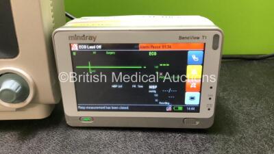 Mindray BeneView T5 Patient Monitor (Powers Up) Including Mindray AG Gas Module with Water Trap and Mindray Beneview T1 Handheld Patient Module Including, ECG, SpO2, MP1, IBP, NIBP, T1 and T2 Options (Powers Up with Damage to Casing - See Photos) - 4