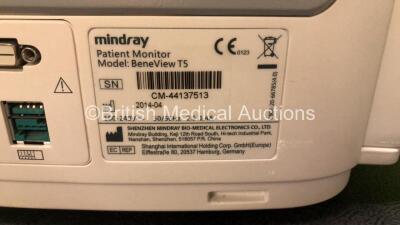 Mindray BeneView T5 Patient Monitor (Powers Up) Including Mindray AG Gas Module with Water Trap and Mindray Beneview T1 Handheld Patient Module Including, ECG, SpO2, MP1, IBP, NIBP, T1 and T2 Options (Powers Up with Damage to Casing - See Photos) - 10