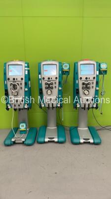 3 x Gambro Prismaflex Dialysis Machine - Running Hours 15014 / 15404 / 16258 with 3 x Barkey Autocontrol Units (All Power Up) *S/N 2744 / 2743 / 16258*