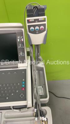 GE MAC 5500 ECG Machine on Stand with 10 Lead ECG Leads (Draws Power with Blank Screen) - 3