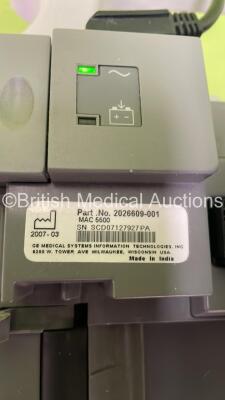 GE MAC 5500 ECG Machine on Stand with 10 Lead ECG Leads (Draws Power with Blank Screen) - 4