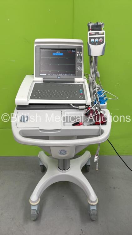 GE MAC 5500 ECG Machine on Stand with 10 Lead ECG Leads (Powers Up)