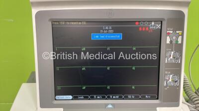 GE MAC 5500 ECG Machine on Stand with 10 Lead ECG Leads (Powers Up) - 3