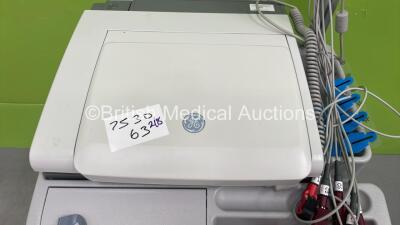 GE MAC 5500 ECG Machine on Stand with 10 Lead ECG Leads (Powers Up) - 5