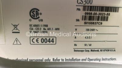 Datascope CS300 Automated Counterpulsation Balloon Pump P/N 0998-00-3023-55 Running Hours 13691.4 with 5 Lead ECG Leads (Powers Up) - 13