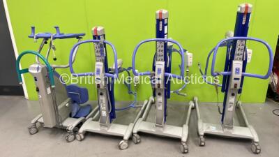 3 x Arjo Maxi Move Electric Patient Hoists with Controllers and 1 x Arjo Sara Plus Electric Patient Hoist with Controller (All Not Power Tested Due to No Batteries) *S/N 30000000698 / 300011063*