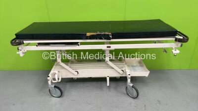 Nesbit Evans Hydraulic Patient Trolley with Mattress (Hydraulics Tested Working - Mattress Water Damaged / Ripped - See Pictures