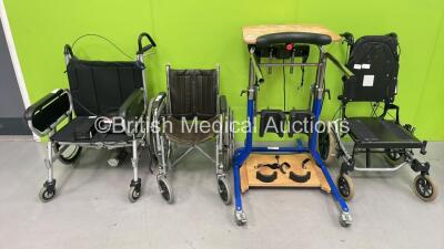 1 x XXL Rehab Mini Maxx Wheelchair, 1 x Manual Wheelchair, 1 x Quest 88 Classic Standing Aid and 1 x Rea Azalea Assist Wheelchair (All Incomplete) *S/N NA*