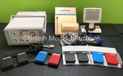 Mixed Lot Including 1 x 10 Lead ECG Lead, 1 x FMS Foot Pedal, 1 x Steute REF 1359583 Footswitch, 1 x Laerdal Medical Resusci Skillmeter, 1 x Bayer Diagnostics DCA 2000 Analyzer and 1 x DP Medical Video 2020 III Digital Signal Processor (Both Power Up) *SN