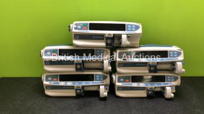 Job Lot Including 4 x CareFusion Alaris CC Guardrails Plus Syringe Pumps and 1 x CareFusion Alaris CC Plus Syringe Pump (All Power Up, 4 x with Error Codes , 1 x Blank Screen) *SN 370003659 / 135167682 / 135087440 / 135087432 / NA*