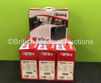 4 x Riello iDialog UPS Units in Boxes *SN AL21VNV10023731 / AL26VNV10031655 / AL26VNV10031479 / AL21VNV10024421*