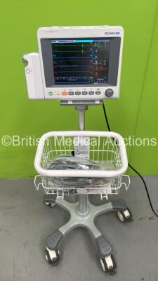 Edan iM50 Patient Monitor on Stand with ECG, NIBP, T1, T2, SPO2, IBP1 and IPB2 Options, i-Carb CO2 Gas Module with Water Trap and Selection of Cables (Powers Up) *S/N 360069-M20407140007*