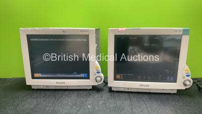 2 x Philips IntelliVue MP70 Patient Monitors (Both Power Up, 1 with Missing Tag-See Photo)