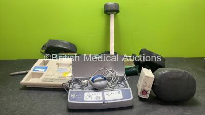 Mixed Lot Including 1 x Medtronic CareLink Monitor With 1 x Transducer / Probe, 1 x GSI Auto Tymp (Missing Handle-See Photo) 1 x Press Module (Missing Front Cover) 2 x Stirrup Operating Table Attachments *SN IJR836039P, AF082005, DE805C6378*