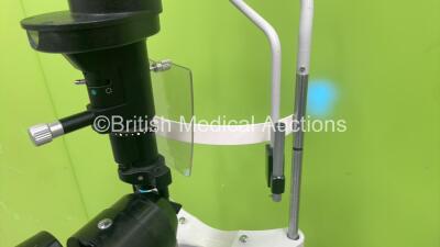 Haag Streit Bern BM 900 Slit Lamp with 2 x 10x Eyepieces, Chin Rest and Cover on Motorized Table (Powers Up with Good Bulb) *14228* - 4