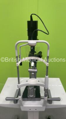 Haag Streit Bern BM 900 Slit Lamp with 2 x 10x Eyepieces, Chin Rest and Cover on Motorized Table (Powers Up with Good Bulb) *14228* - 9