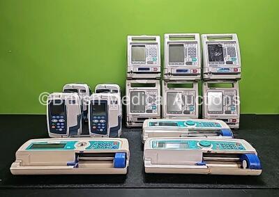 Mixed Lot Including 3 x Carefusion Alaris Guardrails GP Plus Infusion Pumps (Crack Casing - See Photo), 1 x Carefusion Alaris GP Plus Infusion Pump (Damage Casing - See Photo) , 6 x Baxter Colleague Infusion Pumps and 3 x Graseby Omnifuse PCA Syringe Pump