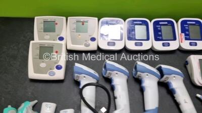 Mixed Lot Including 3 x Omron MX3 Plus Pulse Oximeters, 5 x Omron M2 Basic Pulse Oximeters, 4 x Zebra DS22 Imagers, 1 x AND Blood Pressure Monitor, 2 x Nissei WSK-1101 Blood Pressure Monitors, 3 x Boso BP Gauges, 6 x Merlin Medical Ear Thermometers, 1 x M - 2