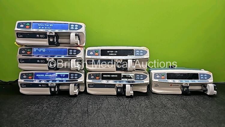 Job Lot Including 3 x BD Alaris Guardrails Plus GH Syringe Pumps, 2 x CareFusion Alaris Plus GH Syringe Pumps and 1 x CareFusion Alaris GH Syringe Pump (All Power Up) *SN 272038046 / 272030259 / 272038050 /135097586 / 135097548 / 800213989*