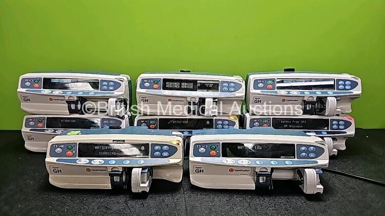 Job Lot Including 8 x CareFusion Alaris GH Syringe Pumps ( All Power Up, 1 x Damage Casing- See Photo) *SN 800272995 / 800210716 / 800214002 / 800271129 / 800284435 / 800258200 / 800214382 / 800273250*