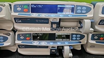 Job Lot 2 x BD Alaris GH Guardrails Plus Syringe Pumps, 2 x CareFusion Alaris GH Syringe Pumps, 1 x CareFusion Alaris Plus GH Pump and 1 x CareFusion Alaris Guardrails Plus GH Syringe Pump ( All power up, 3 x Requires Services and 2 x Cracks in Casing - S - 3