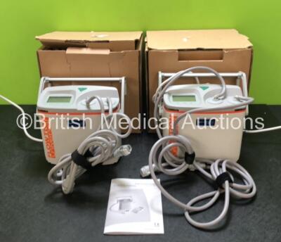 2 x Arjohuntleigh Flowtron Universal Pumps with Hoses and 1 x User Manual (Both Power Up)