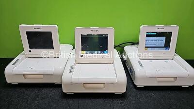 3 x Philips Avalon FM30 Fetal Monitors (2 x Power Up,1 x No Power, 2 x Cracks in Casing - See Photo)