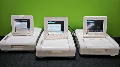 3 x Philips Avalon FM30 Fetal Monitors (All Power Up, 3 x Cracks in Casing - See Photo)