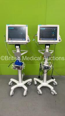 2 x Philips IntelliVue MP70 Monitors with 2 x Modules and Various Leads (Both Power Up) *DE44028041 / DE22703217*