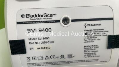 Verathon BladderScan BVI 9400 Bladder Scanner Part No 0570-0190 with Transducer and Battery on Stand (No Power) *S/N B4301940* - 3