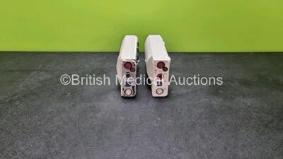 2 x Philips M3001A Modules Including ECG/Resp, SpO2, NBP, Press and Temp Options (Both with Damage and 1 x MIssing Casing - See Photos