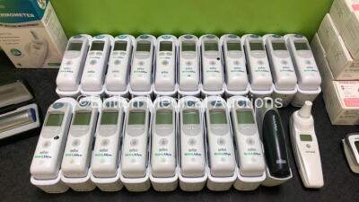 Job Lot Including 1 x Keeler Otoscope / Ophthalmoscope Handle in Case, 19 x Welch Allyn Pro 6000 Thermometers with Bases, 1 x Welch Allyn Pro 4000 Thermometer, 1 x ProAct ET-100A Thermometer in Box and 10 x Fingertip Pulse Oximeter Monitors - 2