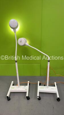 2 x Daray X350LED Examination Lights (Both Power Up with 1 x Non-Upright Arm)