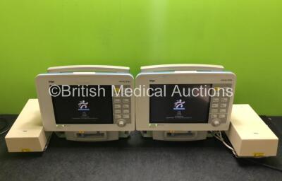 2 x Drager Infinity Delta Patient Monitors with HemoMed 1, Aux/Hemo 3, NBP and MultiMed Options, 2 x Docking Stations and 2 x Power Supplies (Both Power Up) *SN 6005495369 / 6004138668*