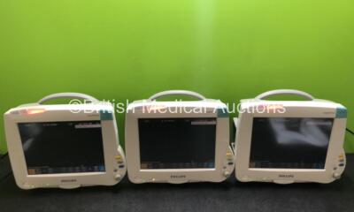 Job Lot Including 2 x Philips IntelliVue MP50 Patient Monitors and 1 x Philips IntelliVue MP40 Patient Monitors (All Power Up with Damage to Casing - See Photos)