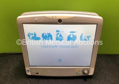 GE Carescape B650 Touch Screen Patient Monitor *Mfd 2016* (Powers Up with Scratches to Screen - See Photos)