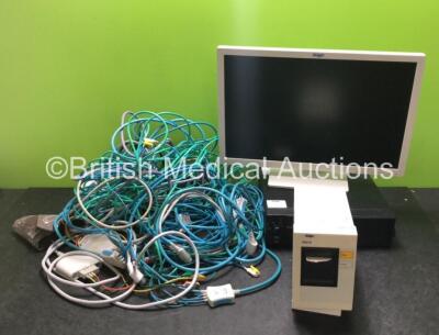 Job Lot Including 1 x Drager R50-N Printer Unit, 1 x Drager LCD Monitor, 1 x Drager Infinity Central Station and Various Patient Monitoring Cables *SN 5500518471 / 184220DPF0078 / 1OQ7XL-00397*