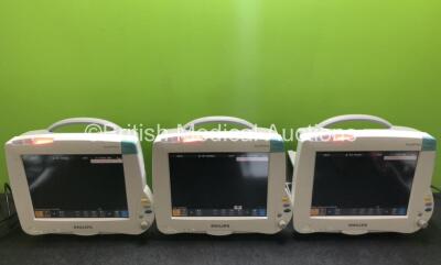 3 x Philips IntelliVue MP50 Patient Monitors (All Power Up, 2 x Damage to Casing - See Photos)