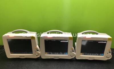 Job Lot Including 2 x Philips IntelliVue MP20 Patient Monitors and 1 x Philips IntelliVue MP30 Patient Monitor (All Power Up with Damage to Casing - See Photos)