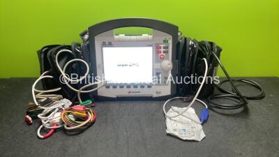 GS Corpuls3 Slim Defibrillator Ref :04301 with Corpuls Patient Box Ref : 04200 Including ECG-D, ECG-M, CO2, Oximetry, CPR, NIBP, Temp-1, P1, P2 and Printer Options, 3 x Batteries, 1 x Corpuls REF : 04100 Display Unit, 1 x 6 Lead ECG Lead, 1 x SpO2 Finger 