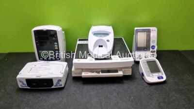 Job Lot Including 1 x Mindray VS-800 Vital Signs Monitor, 1 x Roche Urisys 1100 Urine Analyzer, 1 x Omron HEM-907, 1 x Omron Blood Pressure Monitor, 1 x OXI-PULSE Oximeter 1 x Seca Weighing Scales, 2 x Minolta Pulsox-3i Pulse Oximeters and 1 x Marsden Wei