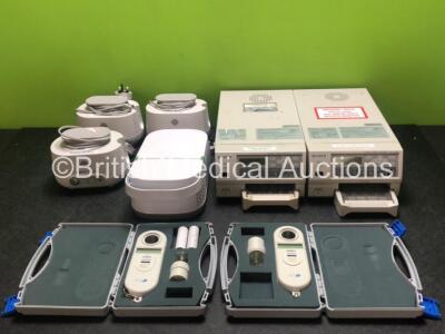 Mixed Lot Including 3 x Pari BOY Classic Compressors, 1 x Philips Respironics InnoSpire Deluxe Nebuliser, 2 x Micro Medical Gold Standard Spirometers in Cases and 2 x Sony UP-21MD Color Video Printers (1 x Missing Print Button - See Photos) *SN 199954 / 2