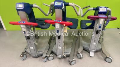 3 x Arjo Alenti Electric Patient Hoist / Commode (All Not Power Tested Due to No Batteries - 1 x Damaged - See Pictures)